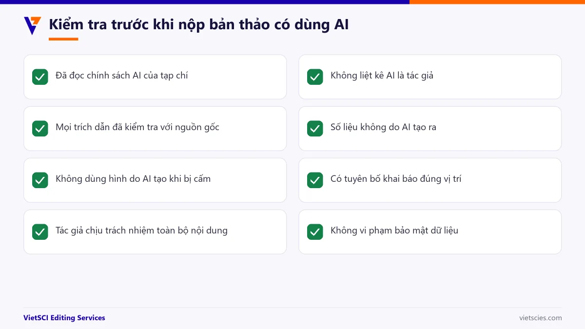 Danh sách kiểm tra khai báo sử dụng AI